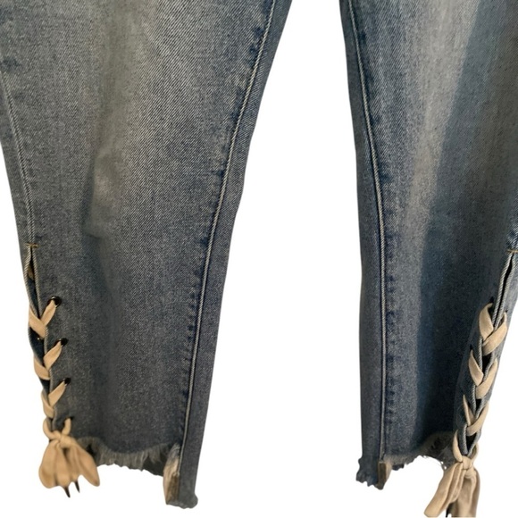 Hidden Tracey Lace-Up High Rise Straight Leg Raw Hem Jeans - Size 30 - Picture 6 of 12
